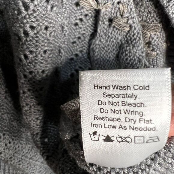 COLDWATER CREEK Gray Waterfall Cardigan Open Wool Chunky Sweater WOMENS Lg - Picture 9 of 10